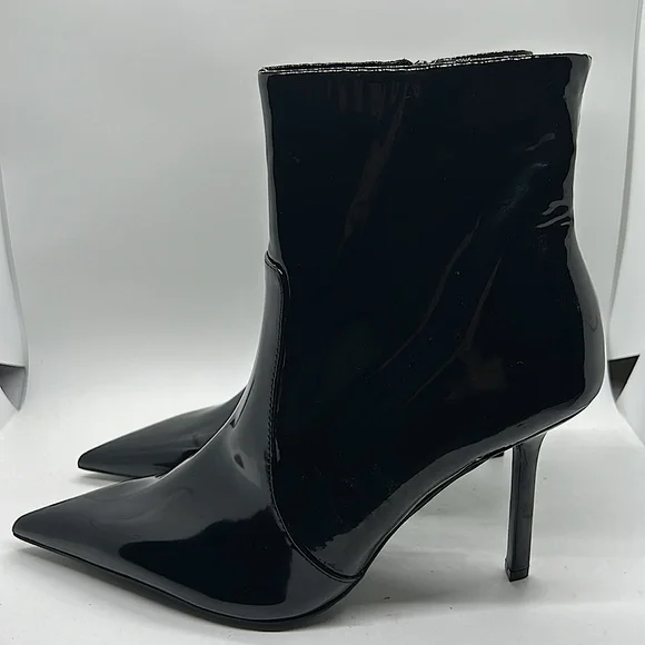 Zara NWT Shiny Black Stiletto Heel Ankle Booties Boots Shoes **Sz 40/US 9**🔥🔥 - Picture 4 of 9